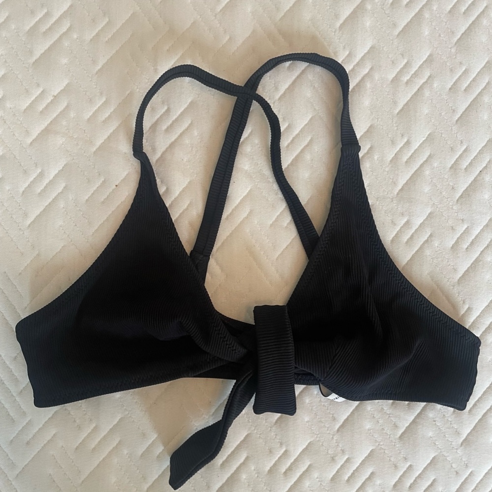 Solid & Striped Bikini Top (racerback with front tie) M Black